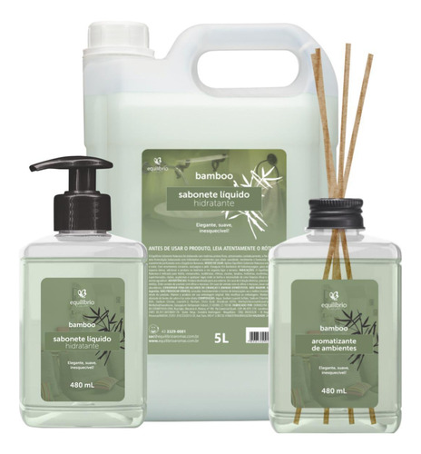 Kit - Aromatizante Difusor Varetas E 2x Sabonete Bamboo