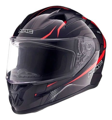 Imagen 2 de 9 de Casco Integral Mac Speed Riot Black Grey Red Ryd