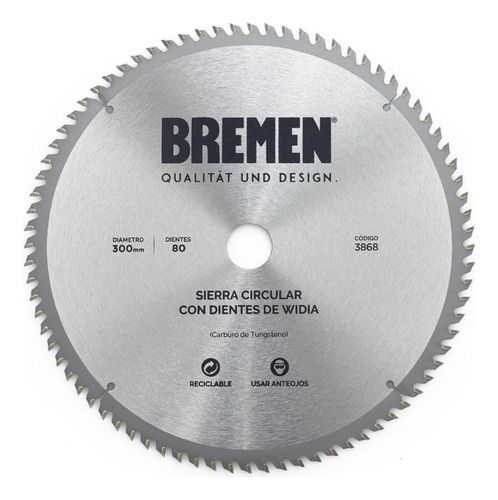 Hoja Sierra Circular 184mm - 24 Dientes Widia - Bremen 2951 Color Plateado