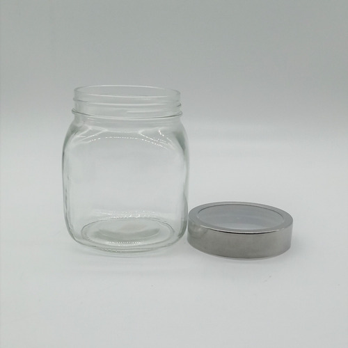 Imagen 3 de 3 de Frasco De Vidrio Cuadrado Con Tapa Y Visor 14x9 Cm