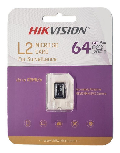 Cartão De Memória Hikvision Microsd 64gb Classe 10 L2 Series