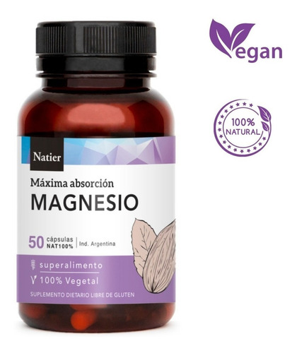 Magnesio Natier X50 Capsulas Fatiga Muscular Estres Ansiedad