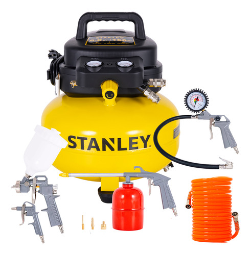 Combo Compresor Accesorios Stanley 6 Gal 1hp Sxc210601-b3