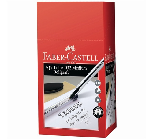 Boligrafo Faber Castell Trilux 032 Negro X50