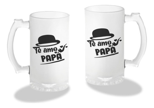 Tarro Cervecero, Frase Te Amo Papá, Sombrero, 16oz