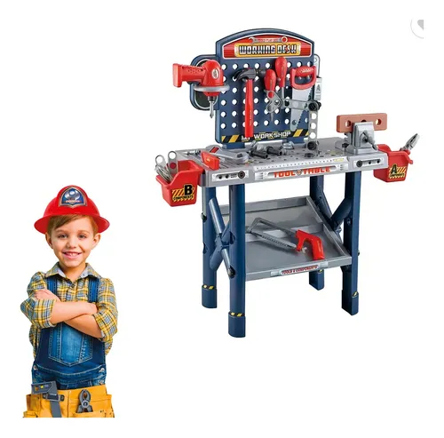 Kit Ferramentas Infanti Msp Kids Bancada E Parafusadeira Elétrica com 55 Peças