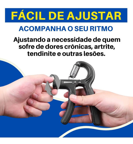 Imagem 3 de 9 de Hand Grip Mola Com Ajuste 10kg A 40kg Fisioterapia Mãos