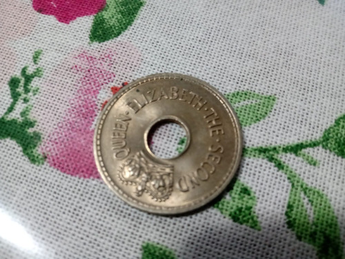 Antigua Moneda De Fiji 1 Penny Año 1966 Con Agujero 