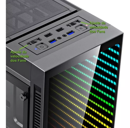 GABINETE GAMER GAMEMAX INFINITY ABYSS RGB MID TOWER VIDRO TEMPERADO BLACK -  M908-TR