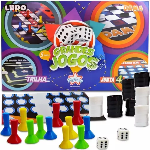 Jogo 3 x 1 Dama, Ludo e Trilha Infantil Educativo - Tralalá 4 Kids