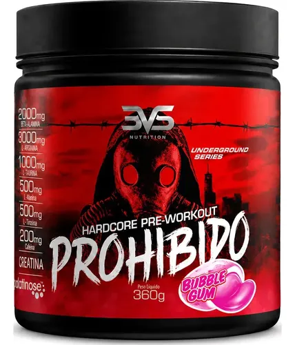 Prohibido Pré Treino 360g - Sabor: Bubble Gum - A Combinação Perfeita De 8 Ingredientes Que Proporcionam Energia Do Início Ao Fim Do Seu Treino Chiclete