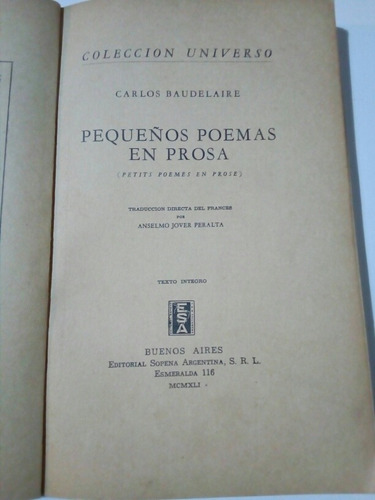 Charles Baudelaire, Pequeños Poemas En Prosa