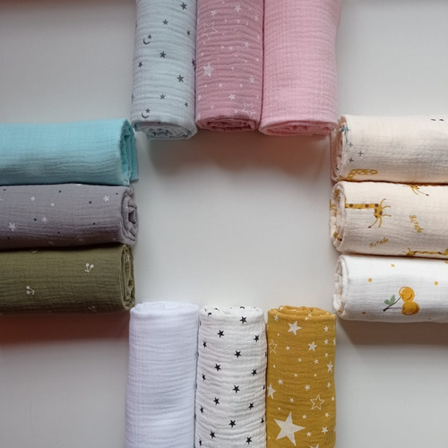 Imagen 6 de 7 de Mantita Manta Rebozo Sábana Muselina Bebé Lisas Y Estampadas