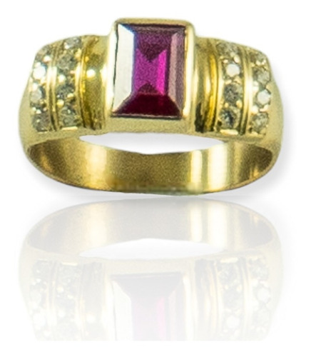 Anillo Oro 18 Kilates - Zircones Y Rubi - 4,4 Grs - An157