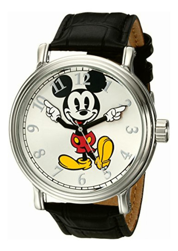 Disney Mickey Mouse Reloj Para Hombre Con Correa Negra