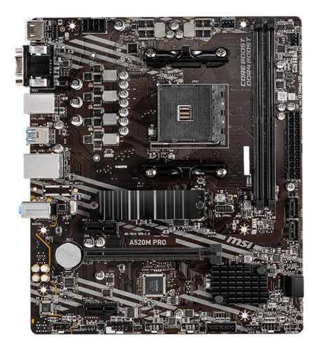 Placa-mãe Msi A520m Pro Socket Am4 Micro Atx Black
