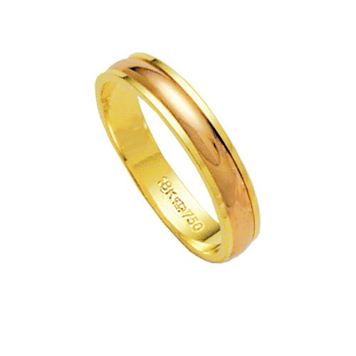 Aliança De Ouro 18k 750 E Ouro Vermelho Largura 4.10mm Altu