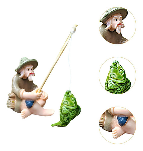 Cr Figura Pescador En Miniatura For Casa Muñecas.