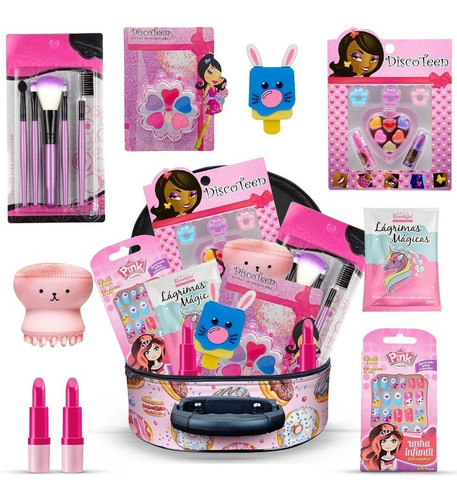 Imagem 1 de 6 de Kit Infantil Criança De Maquiagem Com Maletinha Make Linda