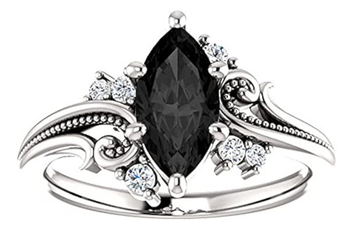 Anillo De De Filigrana Negra Marquesa Con Acabado De Oro Bla