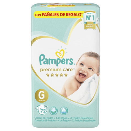 Imagen 2 de 3 de Pañales Pampers Premium Care G 72 u