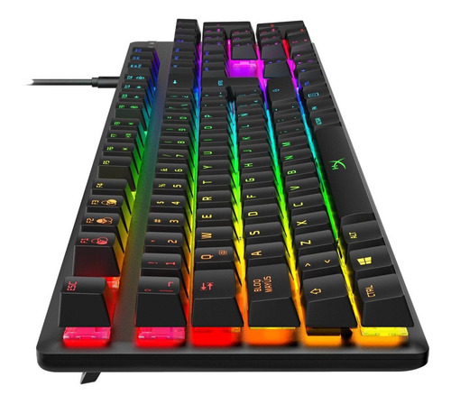 Imagen 3 de 3 de Teclado gamer HyperX Alloy Origins QWERTY Red español latinoamérica color negro con luz RGB