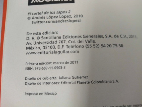 Libro El Cartel De Los Sapos 2 - Andres Lopez Lopez (Usado)