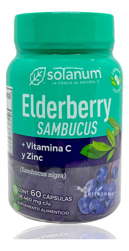 Elderberry Vitamina C Zinc 60 Cáps Vegetales Solanum