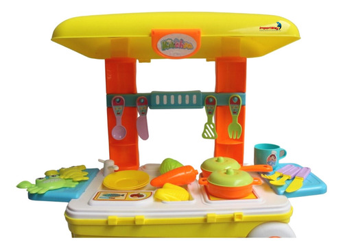 Kit Cozinha Infantil 3 Em 1 Importway Vira Mochila E Maleta Cor Amarelo
