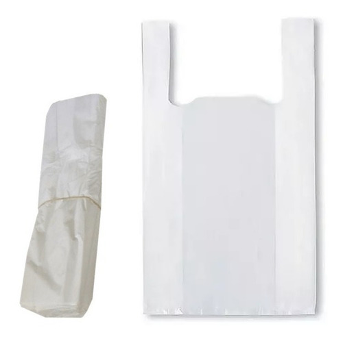 Pack 500 Bolsas Camiseta Plásticas 28x35 Pequeña Blanca