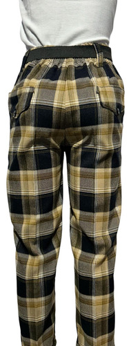 Pantalón Escoces Escolar Para Uniforme Con Resorte Caqui Y Azul Marino 6