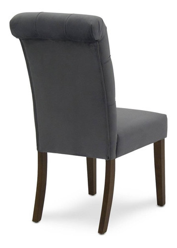 Tamarindo Set 2 Sillas De Comedor Capitonada Velvet Gris,wis Color De La Estructura De La Silla Nogal Color Del Asiento Gris