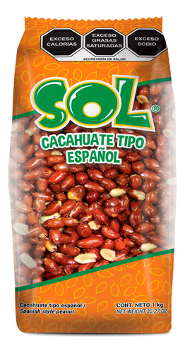 Botana De Cacahuate Tipo Español 1kg Marca Sol