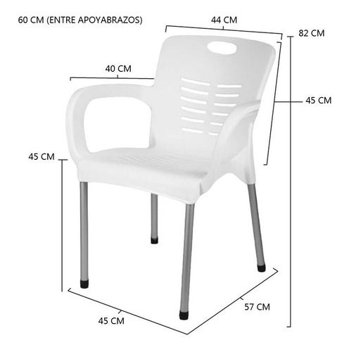 Imagen 3 de 7 de Silla Syrah Con Apoyabrazos X4 Patas De Aluminio Reforzada