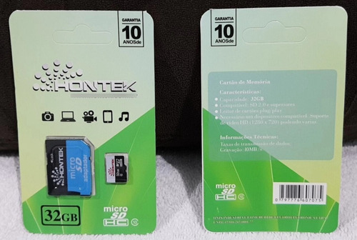 Cartão De Memória Micro Sd 32gb Hontek 10 Anos De Garantia 