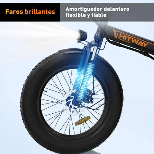 Hitway Bicicleta Eléctrica Plegable 20 X 4.0 Pulgada Fat Tire 750w Motor 48v/15ah Batería 7-velocidades