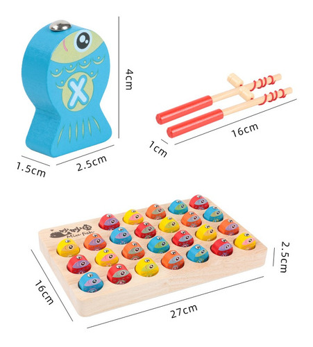 Juego De Pesca Magnético De Madera Montessori Número Y Letra