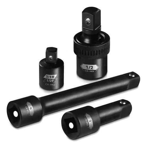 4pc 1/2inch Drive Impact Extension Bar And Adapter Set,...