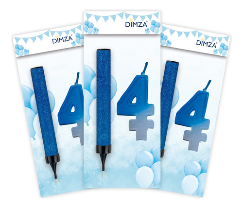 25 Vela Mágica De Número Y Bengala De 14.5cm Color Azul