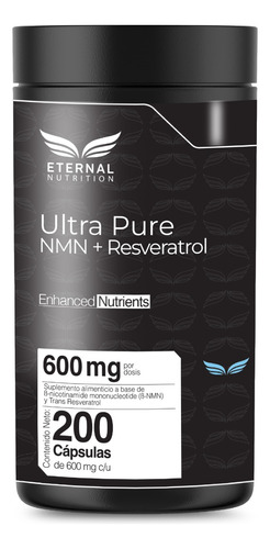 Nmn + Resveratrol Ultra Pureza 200 Caps 600 Mg Por Porcion