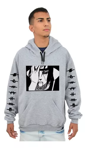 Blusa Moletom Naruto Uzumaki E Sasuke Anime Unissex - Cinza