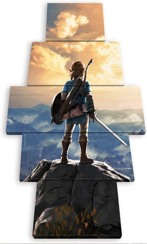 5 Cuadros Verticales Zelda Breath Of The Wild Link 150x84cm