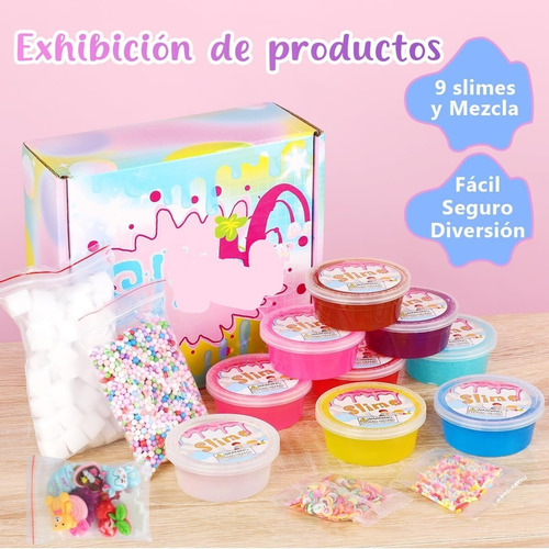 9pcs Slime Set, Set De Baba Crujiente Crystal Clear,