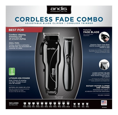 Imagen 5 de 6 de Combo Máquinas Andis Inalámbrica Li + Patillera D8 Barberia
