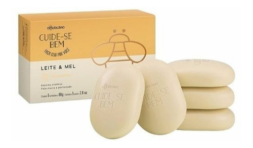 Cuide-se Bem Leite E Mel Sabonete Barra 5 Unidades 80g
