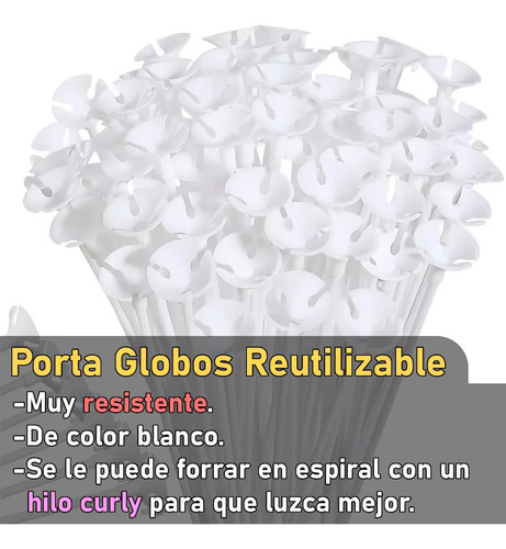 50 Piezas De Bastones Para Globos Reutilizables De 40 Cm