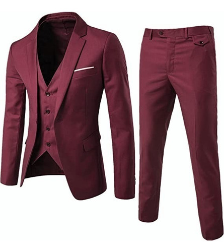 Trajes De Tres Piezas For Hombre De Color Sólido