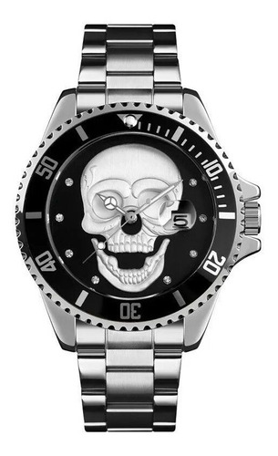 Skmei 9195 Reloj Hombre Acero Inoxidable Calavera