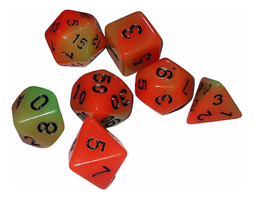 Dados De Rol 61 Verde Lima Y Salmon Numeros Negros