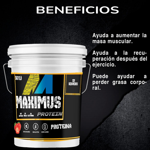 Proteína Hidrolizada Maximus Protein 5 Kg Varios Sabores Fresa
